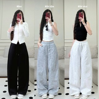 247store - Quần Nỉ Ống Rộng Xếp Ly Cạp chun phối gân