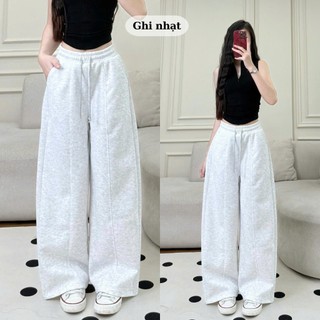 247store - Quần Nỉ Ống Rộng Xếp Ly Cạp chun phối gân