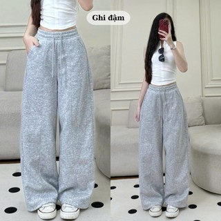 247store - Quần Nỉ Ống Rộng Xếp Ly Cạp chun phối gân
