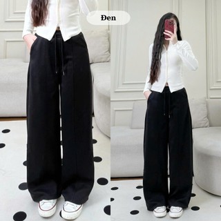 247store - Quần Nỉ Ống Rộng Xếp Ly Cạp chun phối gân
