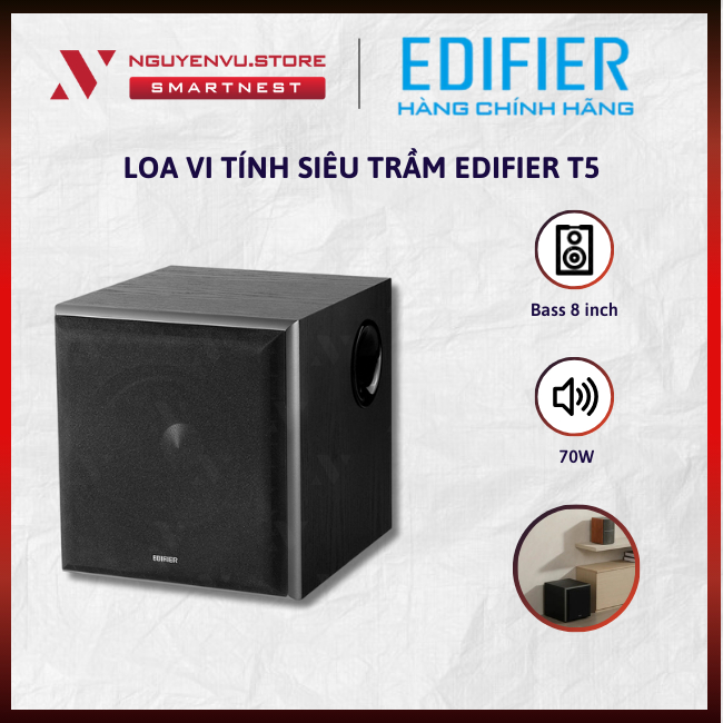 [CHÍNH HÃNG] Loa Sub Siêu Trầm EDIFIER T5 | Công Suất 70W | Vỏ Gỗ Chống ...