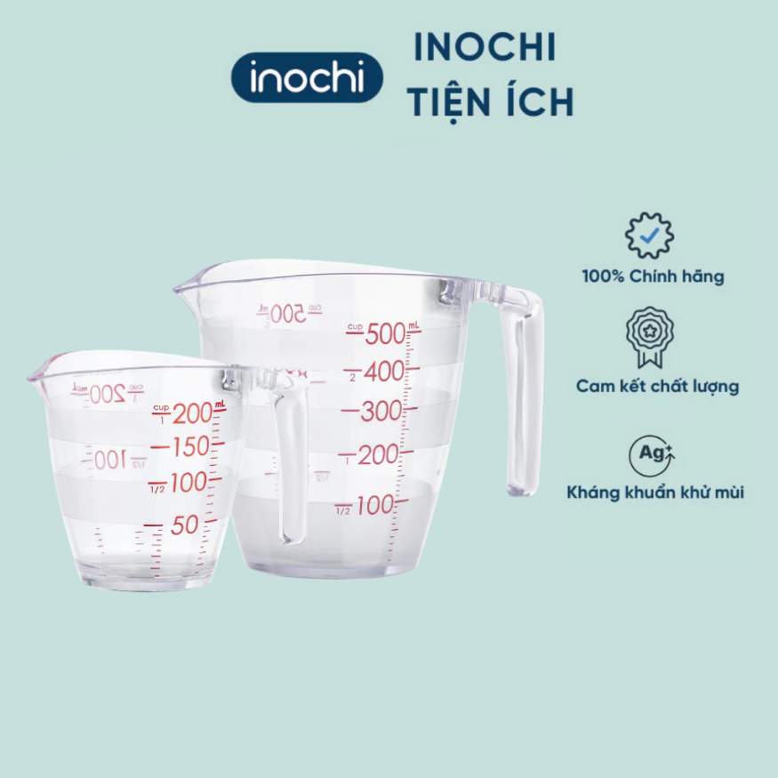 Cốc đong chia vạch INOCHI size 200ml và 500ml chịu nhiệt độ cao, đa năng, tiện lợi