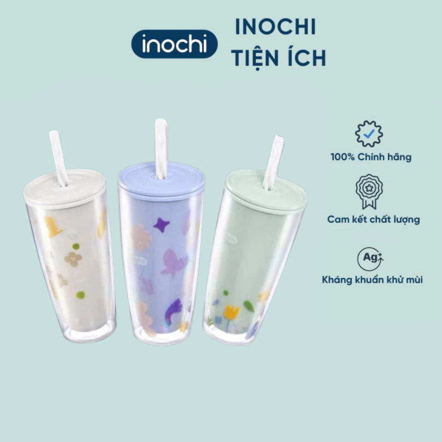 Cốc nhựa Chiba Classic INOCHI, cốc nhựa kèm ống hút dung tích 750ml nhựa nguyên sinh an toàn