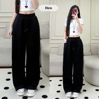 247store - Quần Jogger Nữ Ống Rộng Cạp Chun Chất Nỉ Cotton Dày Dặn