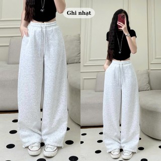 247store - Quần Jogger Nữ Ống Rộng Cạp Chun Chất Nỉ Cotton Dày Dặn