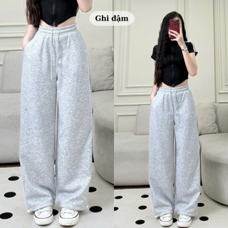 247store - Quần Nỉ Ống Rộng Xếp Ly Cạp chun phối gân