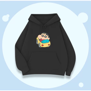Áo Hoodie Dày Dặn Trẻ Em – Hình Shin Lái Xe Ôtô Vàng Cute, Vải Cotton Nỉ Êm Ái Giữ Ấm (M 287)