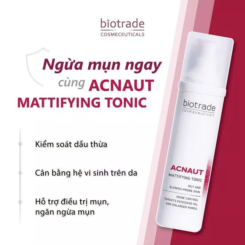 Nước hoa hồng BIOTRADE Acnaut Mattifying Tonic Toner giảm dầu ngừa mụn cân bằng vi sinh 60ml