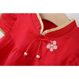 Váy cổ Tàu phong cách cổ điển cho bé gái 9th-4 tuổi Bí Ngô Nhỏ D1193 váy Tết dự tiệc thôi nôi