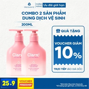 Combo 2 Dung Dịch Vệ Sinh Clarté Organic Có Postbiotic, Thảo Dược Thiên Nhiên Dưỡng Ẩm - Cân Bằng pH