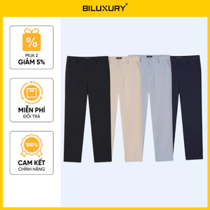 Quần Kaki Nam 9QKKT001 Biluxury Form Slimfit Ống Suông Chống Nhăn Co Giãn Bền Màu Giữ Phom Dáng