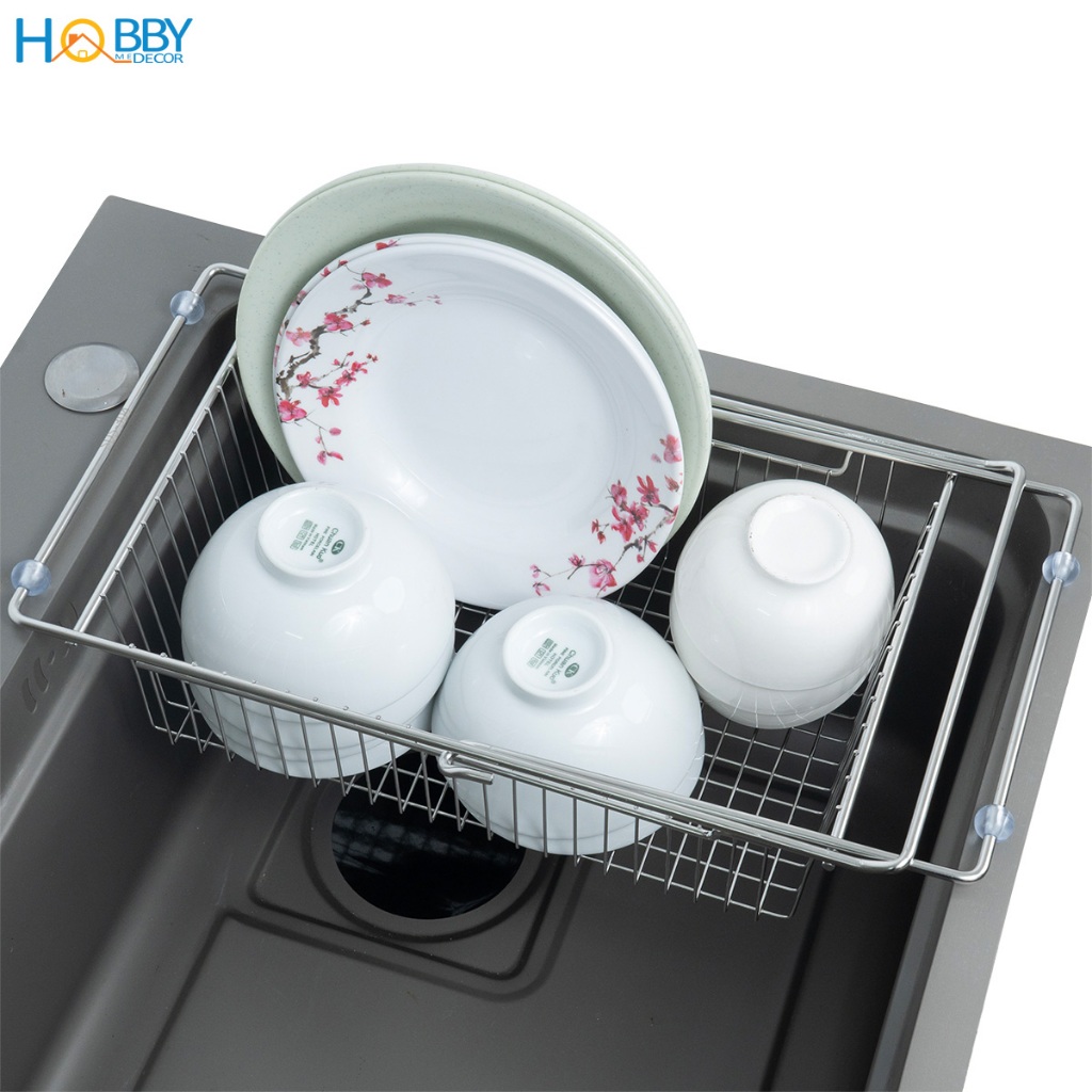 Khay đựng chén đĩa đa năng gác bồn rửa inox 304 Hobby home decor KDC8