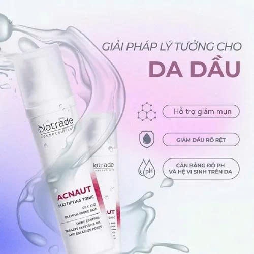 Nước hoa hồng BIOTRADE Acnaut Mattifying Tonic Toner giảm dầu ngừa mụn cân bằng vi sinh 60ml
