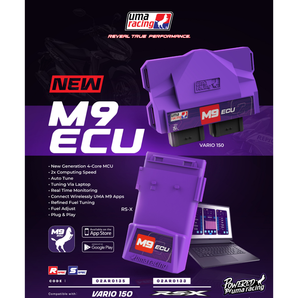 ECU Xe Máy UMA Racing M9 Cho Vario 150, Winner – Chống Nước IP67, Auto Tune, Kết Nối App
