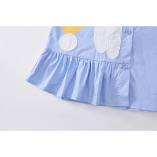 Váy Cho Bé Gái, Váy Sơ Mi Cho Bé Gái Thiết Kế Tay Phồng Họa Tiết Thỏ  Chất Liệu Cotton