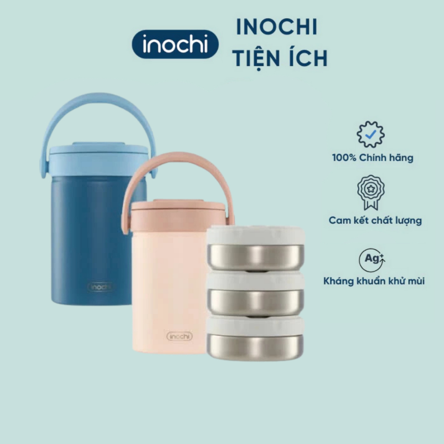 Hộp cơm giữ nhiệt mang đi làm Fuji Savory 1700ml, inox 304 cao cấp 3 hộp trữ kèm muỗng inox gấp gọn