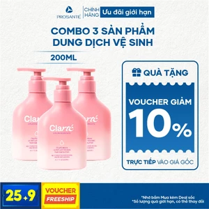Combo 3 Dung Dịch Vệ Sinh Clarté Organic Có Postbiotic và Thảo Dược Thiên Nhiên Dưỡng Ẩm_Cân Bằng pH