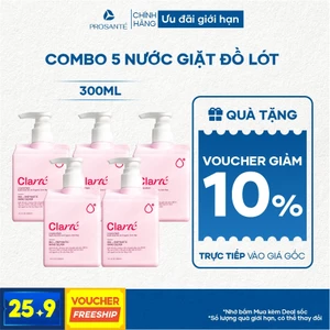 Combo 5 Nước Giặt Đồ Lót Clarté Lingerie Wash 300ml Khử Mùi, Kháng Khuẩn, An Toàn Cho Da Nhạy Cảm