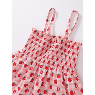 Đồ Bộ Bé Gái, Sét Đồ Bé Gái Váy 2 Dây Kèm Quần Ống Bo Họa Tiết Cherry Dễ Thương Chất Liệu Cotton Mềm