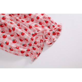 Đồ Bộ Bé Gái, Sét Đồ Bé Gái Váy 2 Dây Kèm Quần Ống Bo Họa Tiết Cherry Dễ Thương Chất Liệu Cotton Mềm
