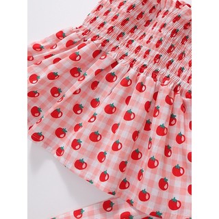 Đồ Bộ Bé Gái, Sét Đồ Bé Gái Váy 2 Dây Kèm Quần Ống Bo Họa Tiết Cherry Dễ Thương Chất Liệu Cotton Mềm