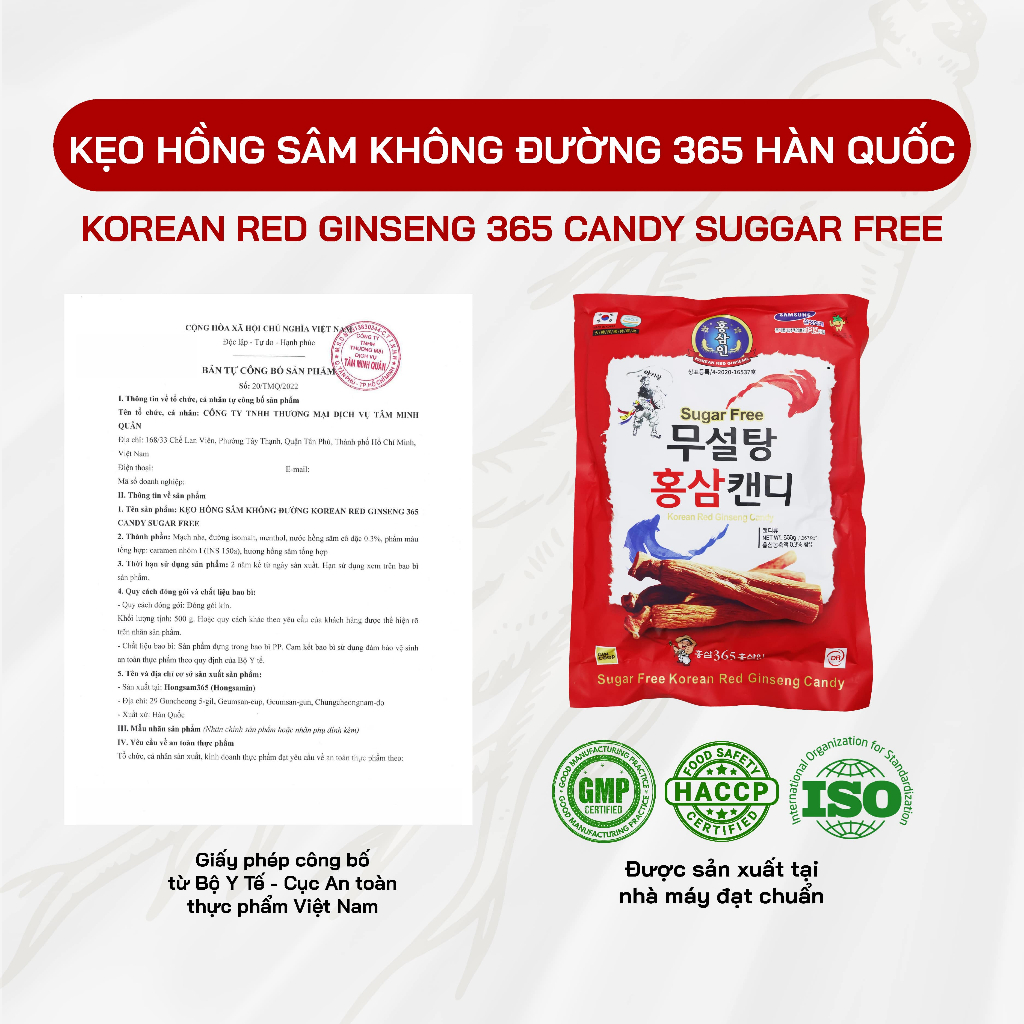 COMBO 2 Kẹo Hồng Sâm Không Đường 365 Hàn Quốc- Hỗ Trợ Tăng Đề Kháng, Giảm Say Tàu Xe, Không Gây Tăng Đường Huyết