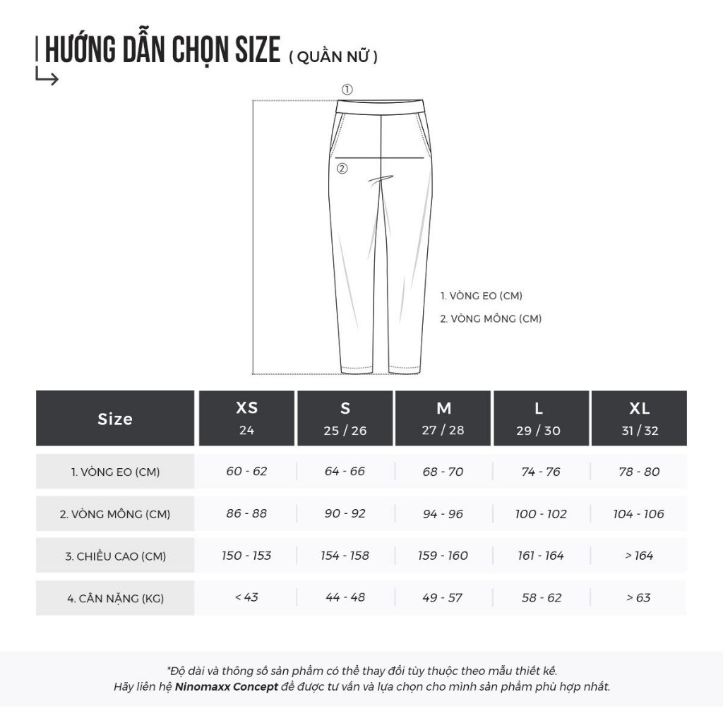[CÒN SIZE 25, 26] Quần Jean Thời Trang Nữ Dài Cotton NINOMAXX 1902070