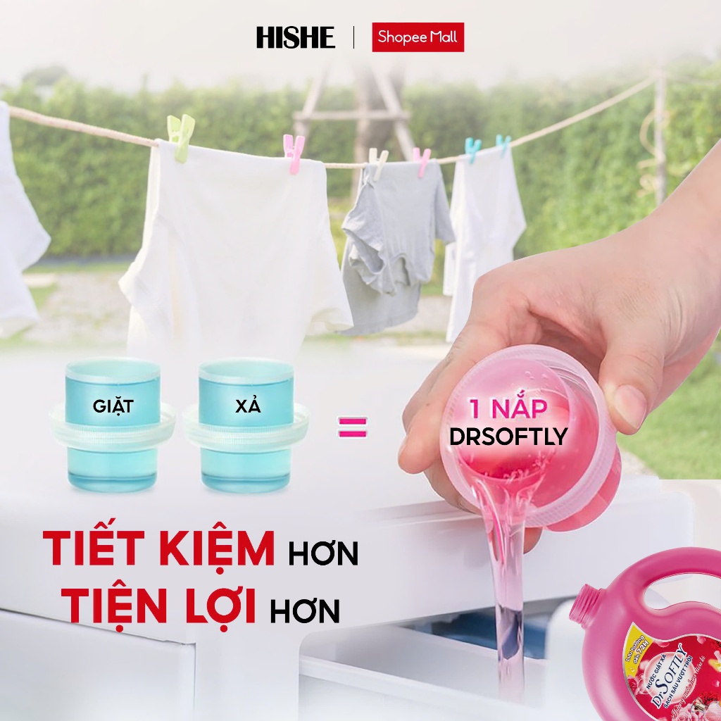 [ 7,2KG] Nước giăt xả Drsoftly 5in1 SẠCH SÂU X4, BẢO VỆ VẢI, Lưu hương ĐẾN 72H