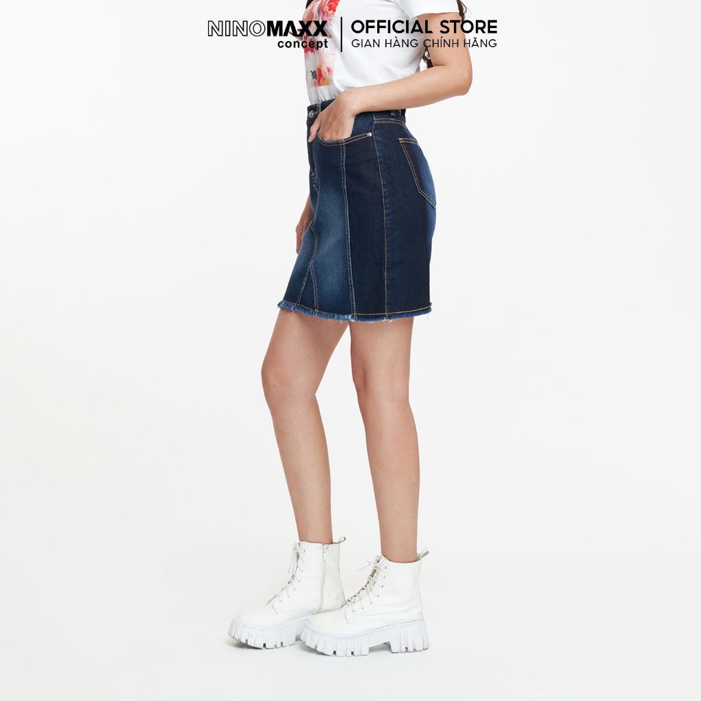 [CÒN SIZE S, M] Váy Jean NINOMAXX Ngắn Co Giãn Dáng Ôm Váy Jean Đẹp 1806094
