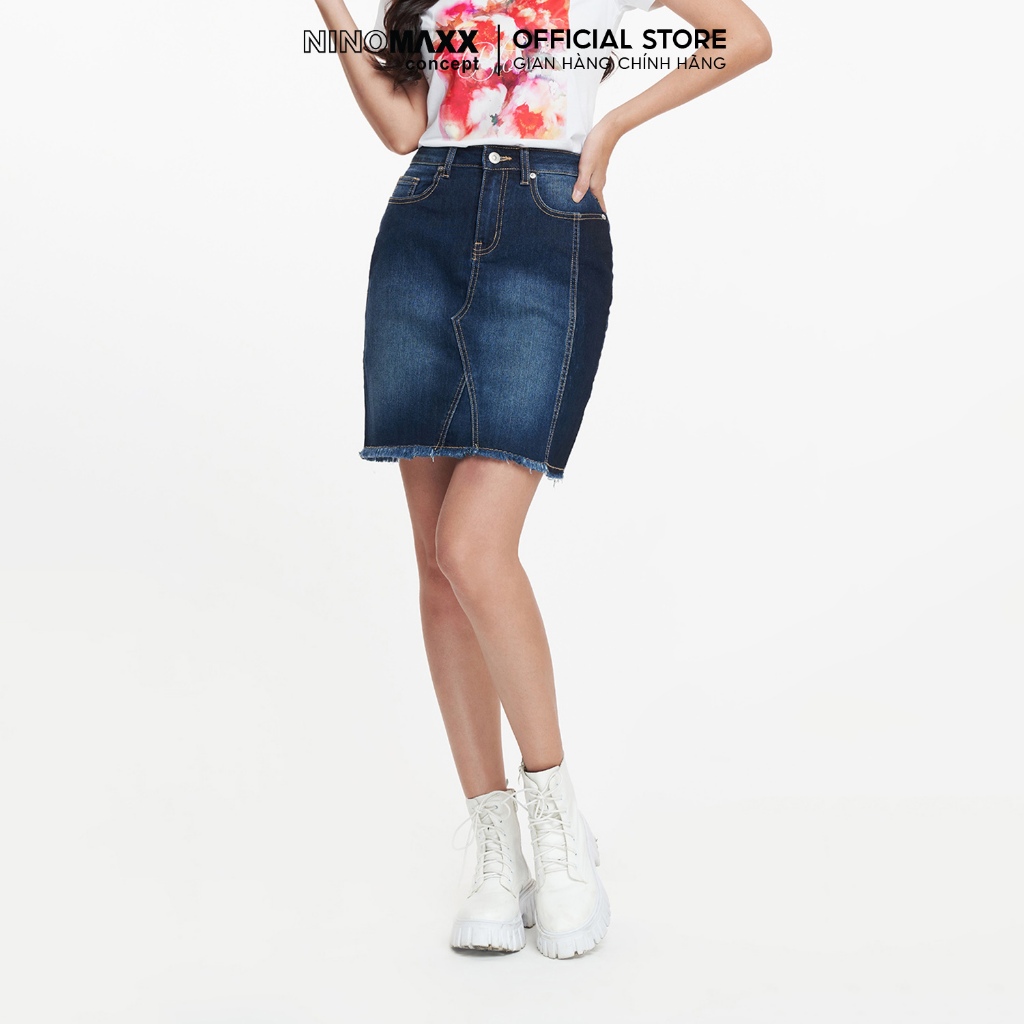 [CÒN SIZE S, M] Váy Jean NINOMAXX Ngắn Co Giãn Dáng Ôm Váy Jean Đẹp 1806094