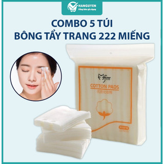 Combo 5 túi bông tẩy trang 3 lớp cotton Lameila 222 miếng chính hãng mẫu mới #A72