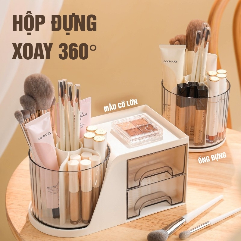 Khay Đựng Mỹ Phẩm Xoay 360 Độ Sang Trọng, Tiết Kiệm Không Gian Và Giúp Trang Trí Bàn Đẹp Hơn