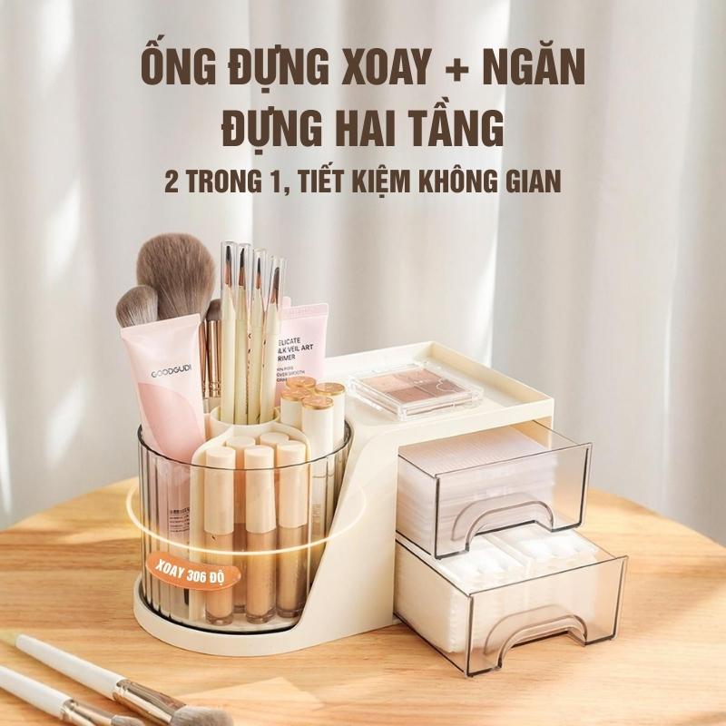 Khay Đựng Mỹ Phẩm Xoay 360 Độ Sang Trọng, Tiết Kiệm Không Gian Và Giúp Trang Trí Bàn Đẹp Hơn