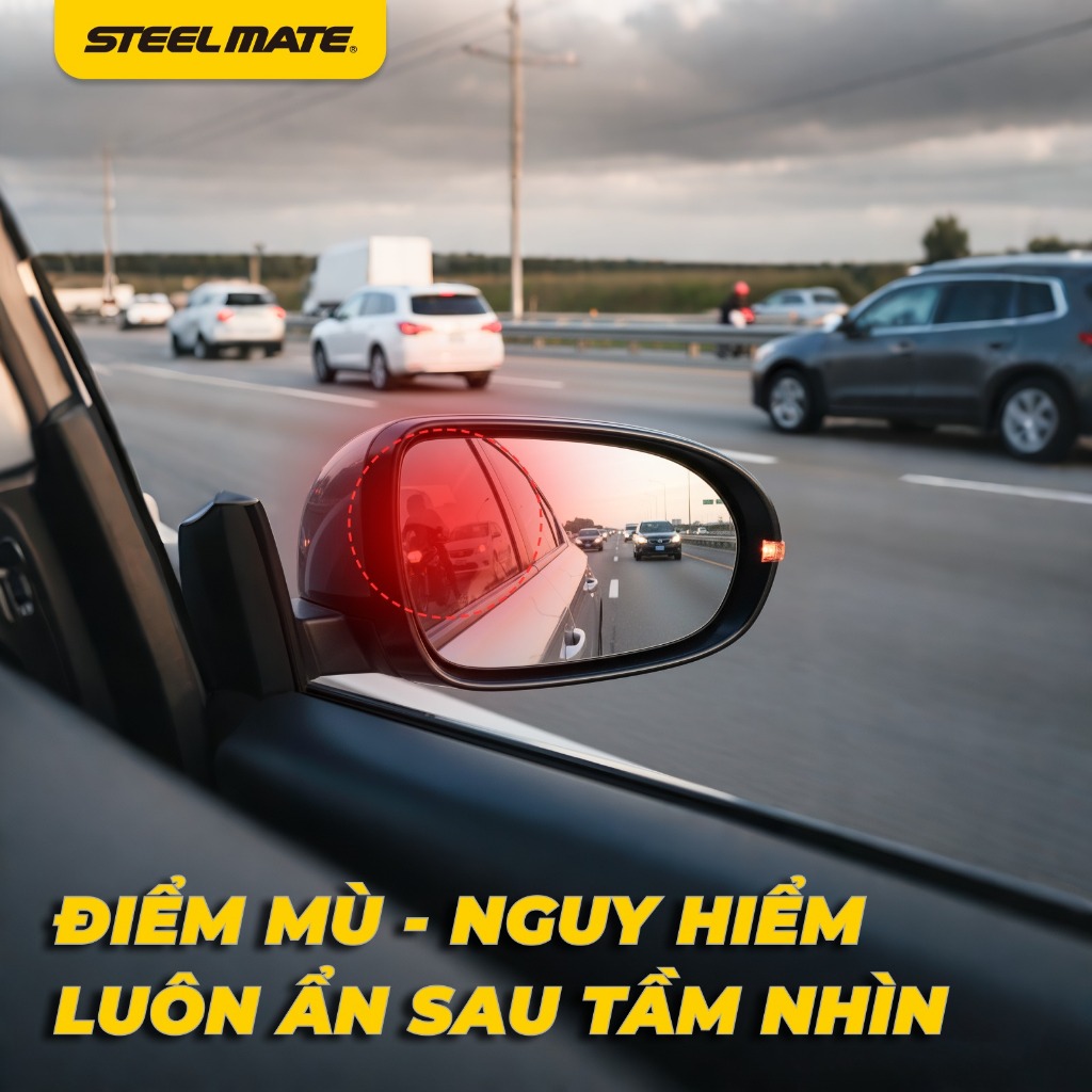 Cảm Biến Cảnh Báo Điểm Mù STEELMATE Công Nghệ 1 Radar Tín Hiệu Trên Gương Chiếu Hậu SBS-MT PRO V2, Bảo Hành 3 Năm