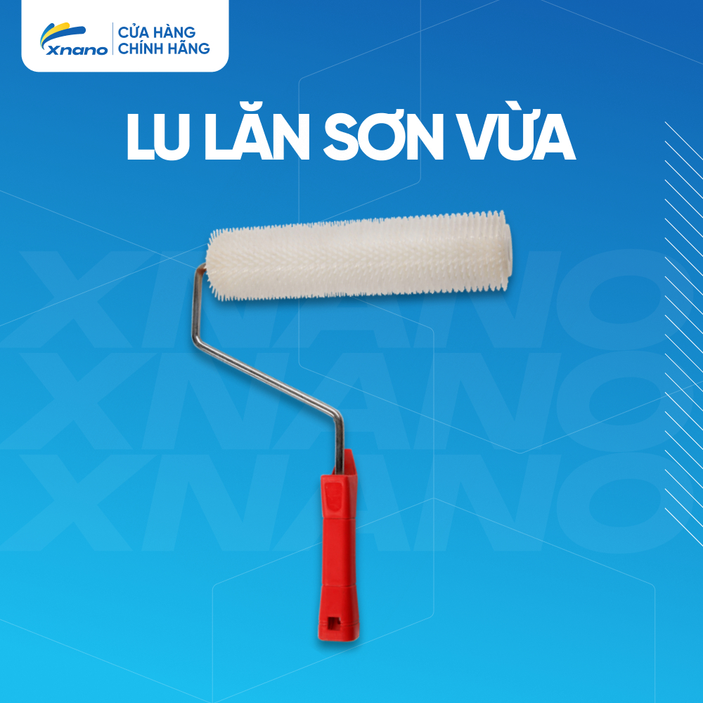Rulô Lăn Sơn 15cm XNANO – Lông Ngắn 16mm | Tay Cầm Nhựa Đỏ Chống Trơn | Dùng Sơn Nước & Sơn Chống Thấm