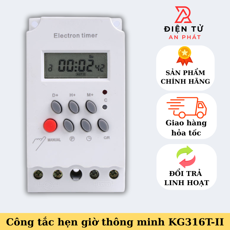 Công tắc hẹn giờ KG316T-II  bật tắt máy bơm nước, đèn chiếu sáng, quạt… chuẩn công nghiệp 25A