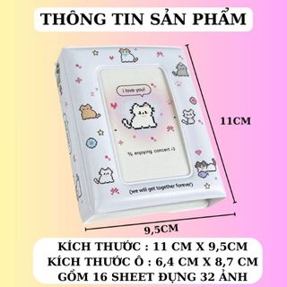 Collect Book Nút Bấm Hình Mèo Pixel Sổ Đựng Card Bo Góc 32 Ảnh Mini Cute Timo VPBL38