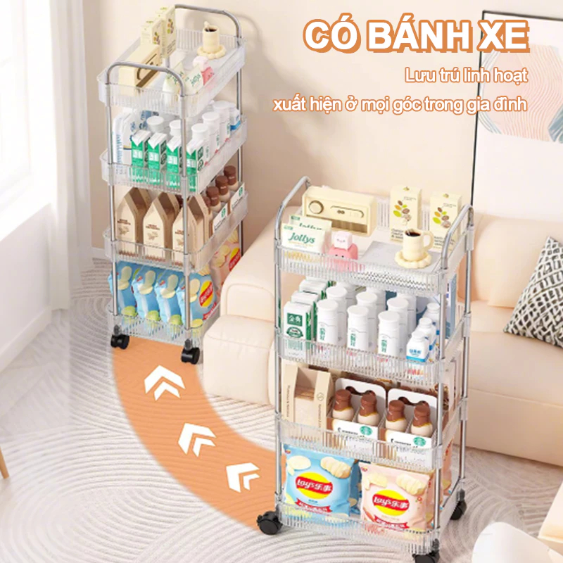 BMZAR Kệ Nhựa Trong Suốt cao cấp Acrylic Trong Suốt Mỹ Phẩm Xe Đẩy Spa 3 Tầng Ăn Nhẹ Kệ Bảo Quản Phòng Tắm Di Động