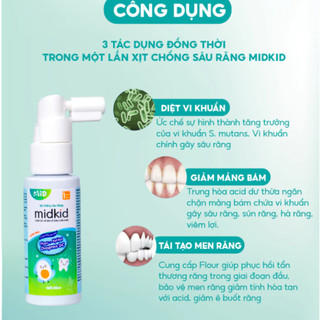 Xịt chống sâu răng Midkid – bảo vệ men răng & hỗ trợ vệ sinh miệng hàng ngày - hương nho 30ml