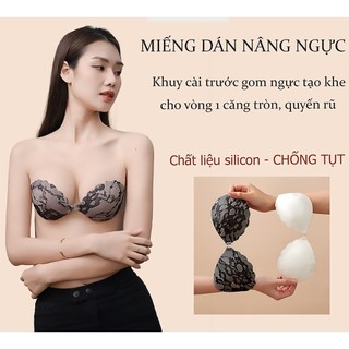 Áo lót dán cài trước gom ngực tạo khe tặng hộp bảo quản, Áo ngực dán chất silicon cao cấp 114