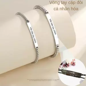 【Tùy chỉnh miễn phí】2 chiếc vòng tay đôi khắc chữ bất kỳ làm quà tặng trang sức ngày lễ tình nhân