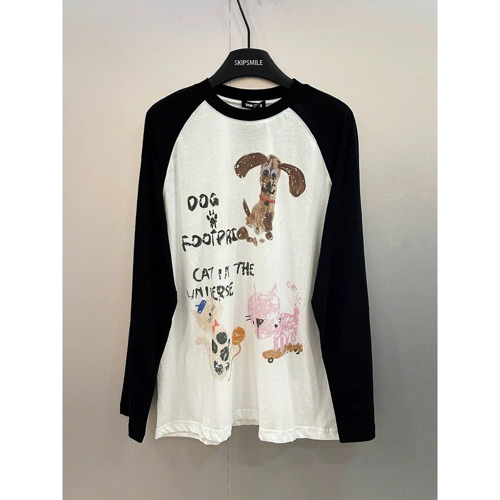 Áo dài tay nữ dáng rộng dài, phối màu in hình trẻ trung JULY FASHION,Áo thun nữ tay dài, Áo phông chất cotton xượt mềm
