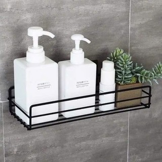 Kệ chữ nhật đa năng treo tường nhà bếp nhà tắm dán tường không cần khoan đục chắc chắn bằng thép không rỉ