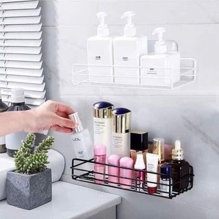 Kệ chữ nhật đa năng treo tường nhà bếp nhà tắm dán tường không cần khoan đục chắc chắn bằng thép không rỉ