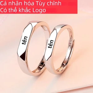 Nhẫn tên cặp đôi kích thước phổ thông DIY quà tặng trang sức văn bản tùy ý