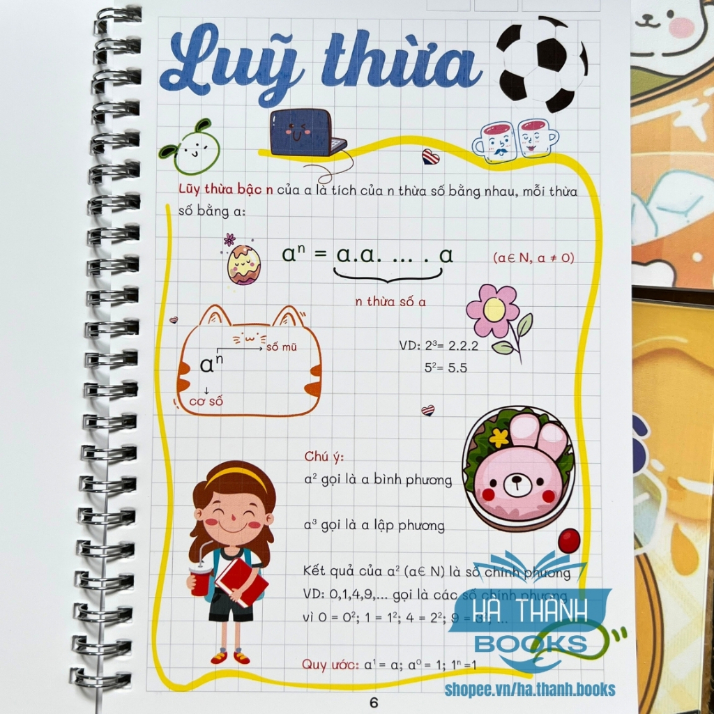 Sổ tay take note Toán lớp 6 | Tóm tắt kiến thức Toán 6 | Vở ghi nhớ, học tốt Toán học lớp 6