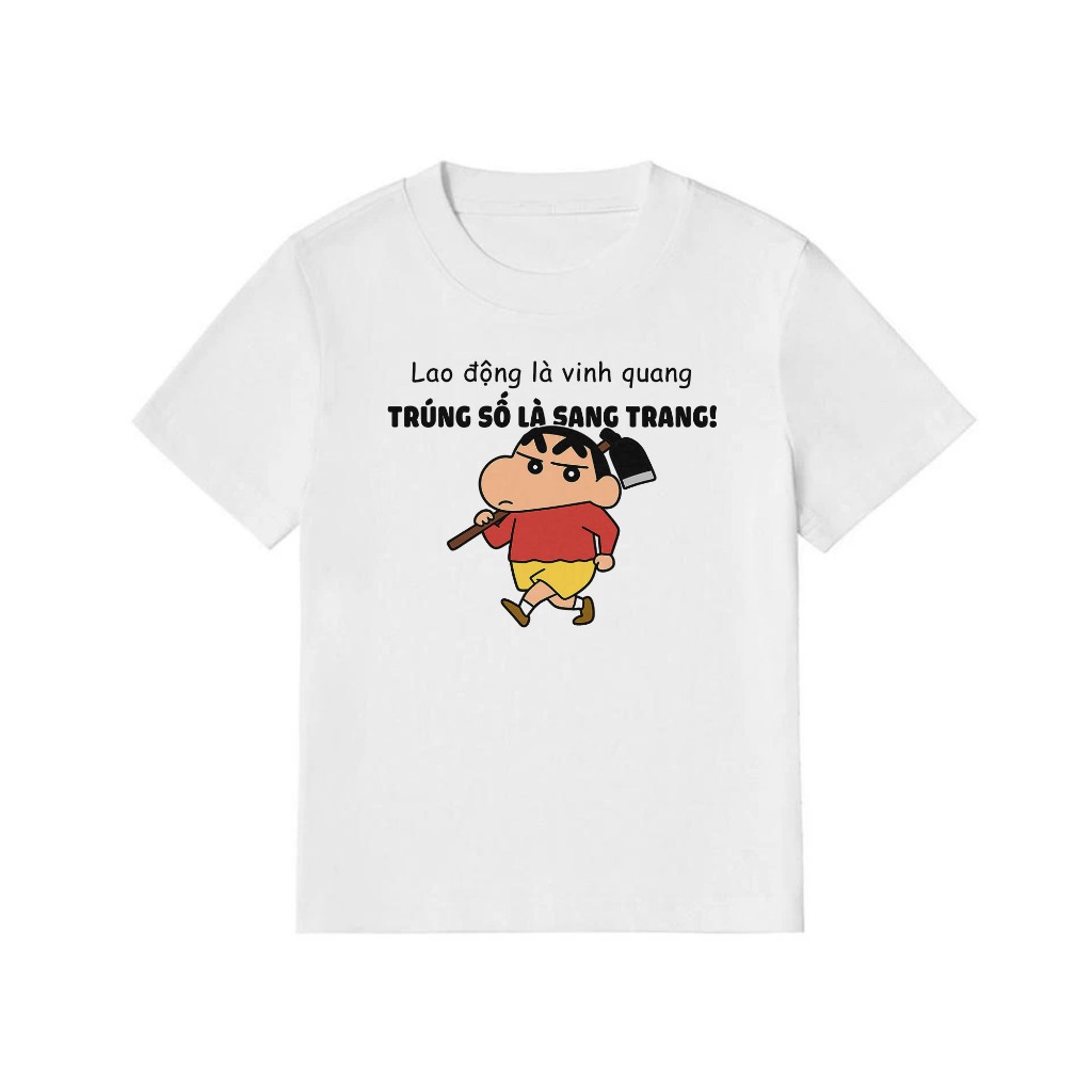 Áo Baby Tee In Chữ Hài Hước Lao Động Là Vinh Quang Trúng Số Là Sang Trang Câu Nói Text Vui Nhộn Meme Cotton 250gsm