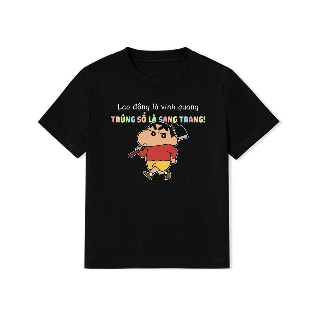 Áo Baby Tee In Chữ Hài Hước Lao Động Là Vinh Quang Trúng Số Là Sang Trang Câu Nói Text Vui Nhộn Meme Cotton 250gsm
