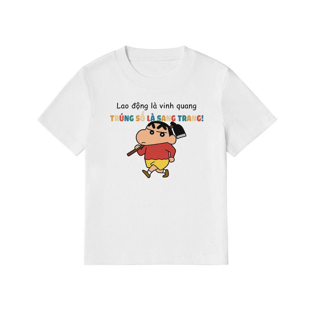 Áo Baby Tee In Chữ Hài Hước Lao Động Là Vinh Quang Trúng Số Là Sang Trang Câu Nói Text Vui Nhộn Meme Cotton 250gsm
