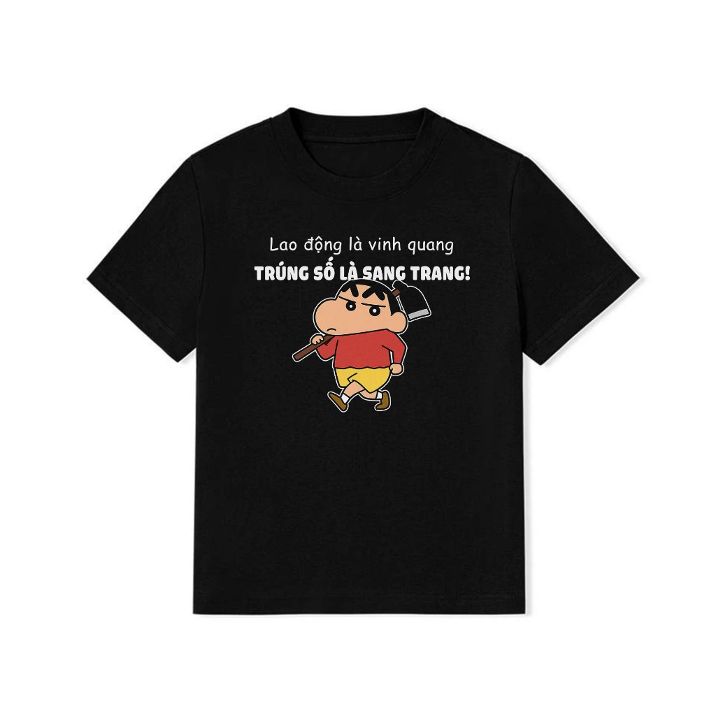 Áo Baby Tee In Chữ Hài Hước Lao Động Là Vinh Quang Trúng Số Là Sang Trang Câu Nói Text Vui Nhộn Meme Cotton 250gsm